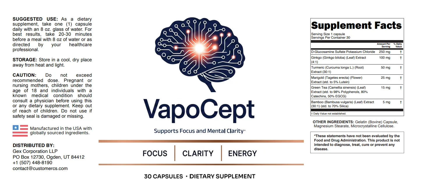 VapoCept Supplement Facts - click to enlarge